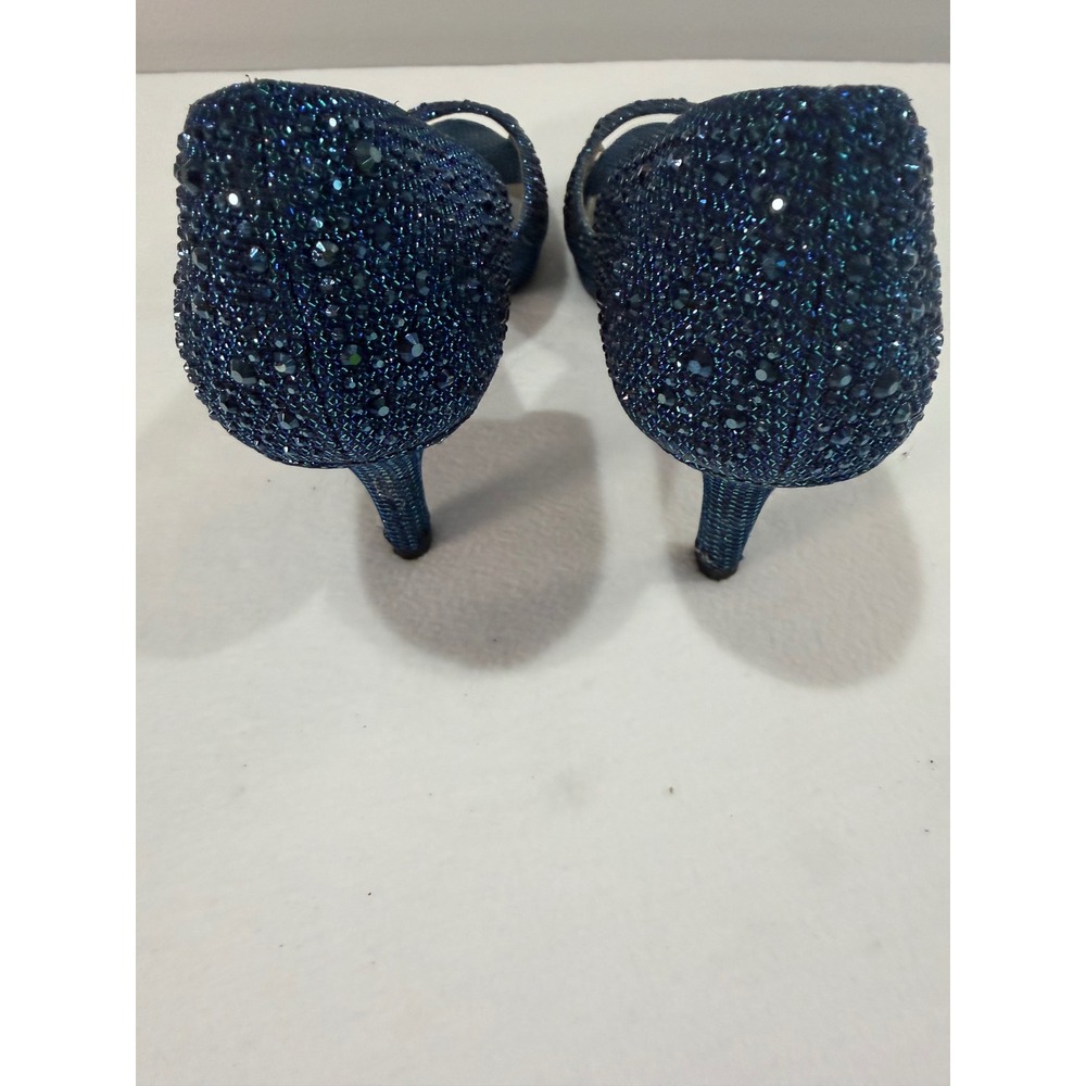Kelly & Katie Darlene Pumps Women 8.5 Navy Rhinestone Peep Toe Formal Wedding - Picture 6 of 9